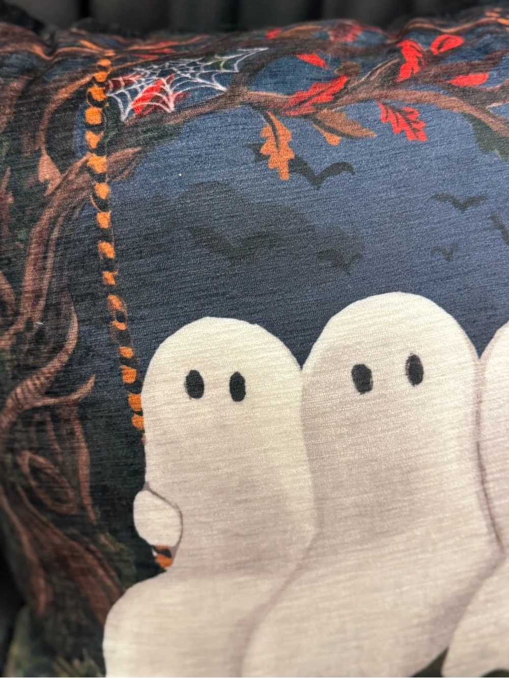 Nicole Miller Halloween Ghost Trio Decorative Pillow - White on Navy